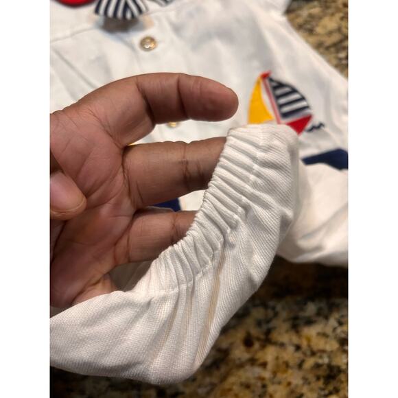 VTG Small Steps Boy Girl 18 Month Nautical Sailor Bubble Romper White Blue - Picture 4 of 13